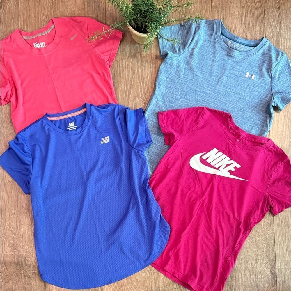 ((4 PIECE)) NIKE UNDER ARMOUR NEW BALANCE SHORT SLEEVE TEE BUNDLE CASUAL GYM SM